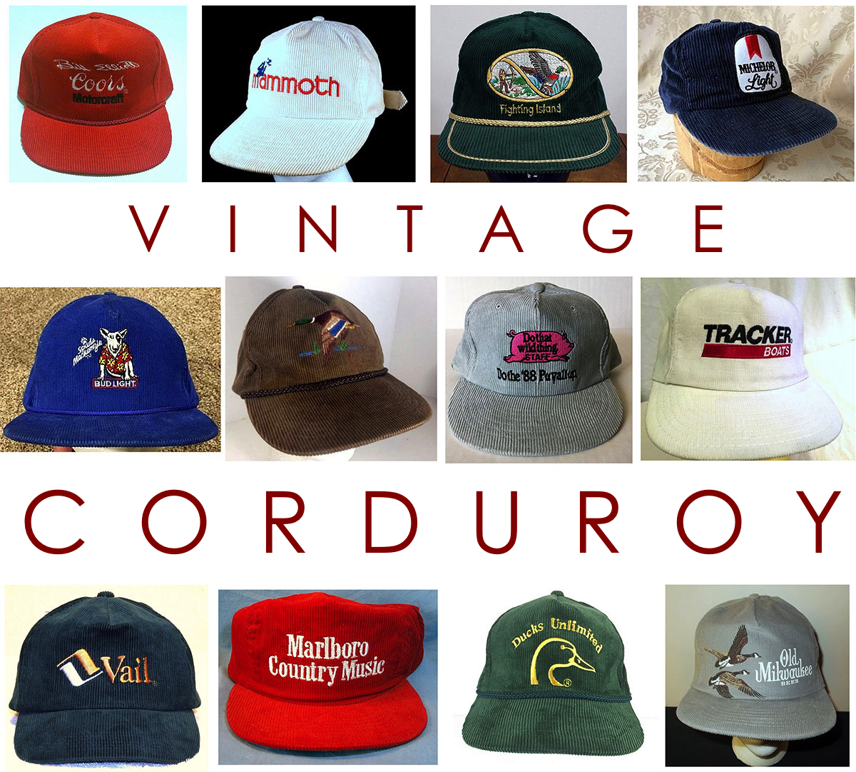 Eye Candy Vintage Corduroy Hats Red Clay Soul